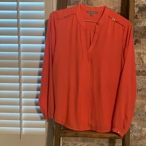 Peach long sleeve blouse, size medium